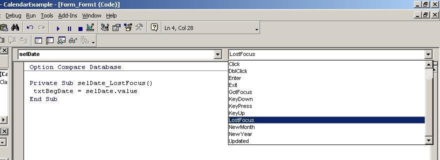 Microsoft Calendar Control In Vba Code